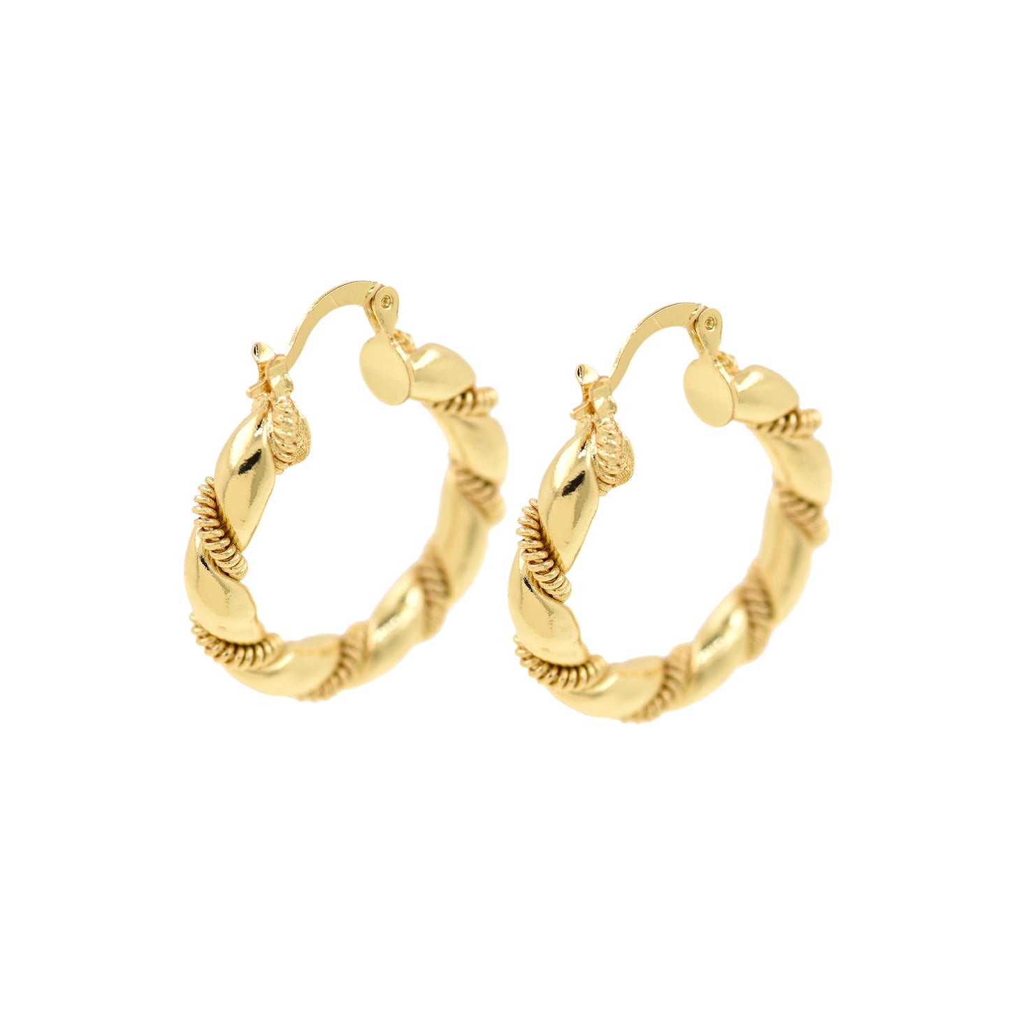 Simple Gold Plated Twist Stud Earrings, Twist Charm, Simple Style 34x30mm