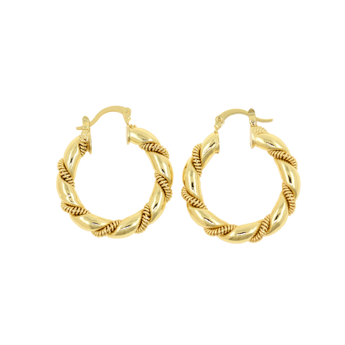 Simple Gold Plated Twist Stud Earrings, Twist Charm, Simple Style 34x30mm