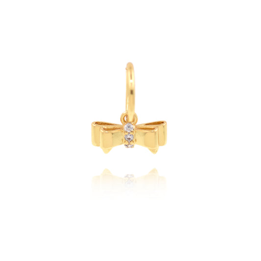 18K Gold Filled Diamond Bow Pendant 13x9mm