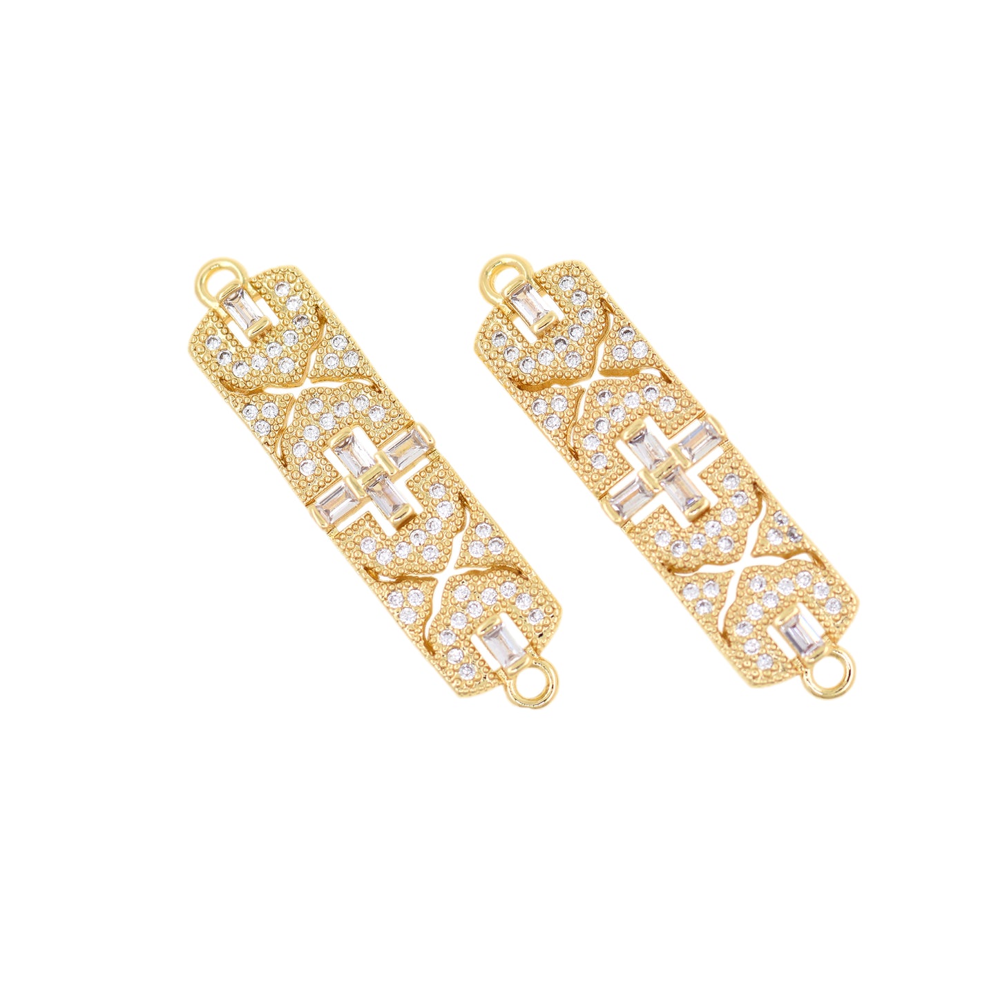 CZ Micro Inlaid Pavé Letter Connector, Letter Charm 33x8.5mm