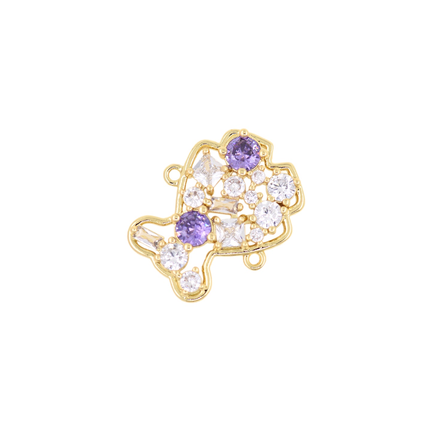 CZ Micro-set Zircon Goldfish Connector, High Jewelry  25x20mm