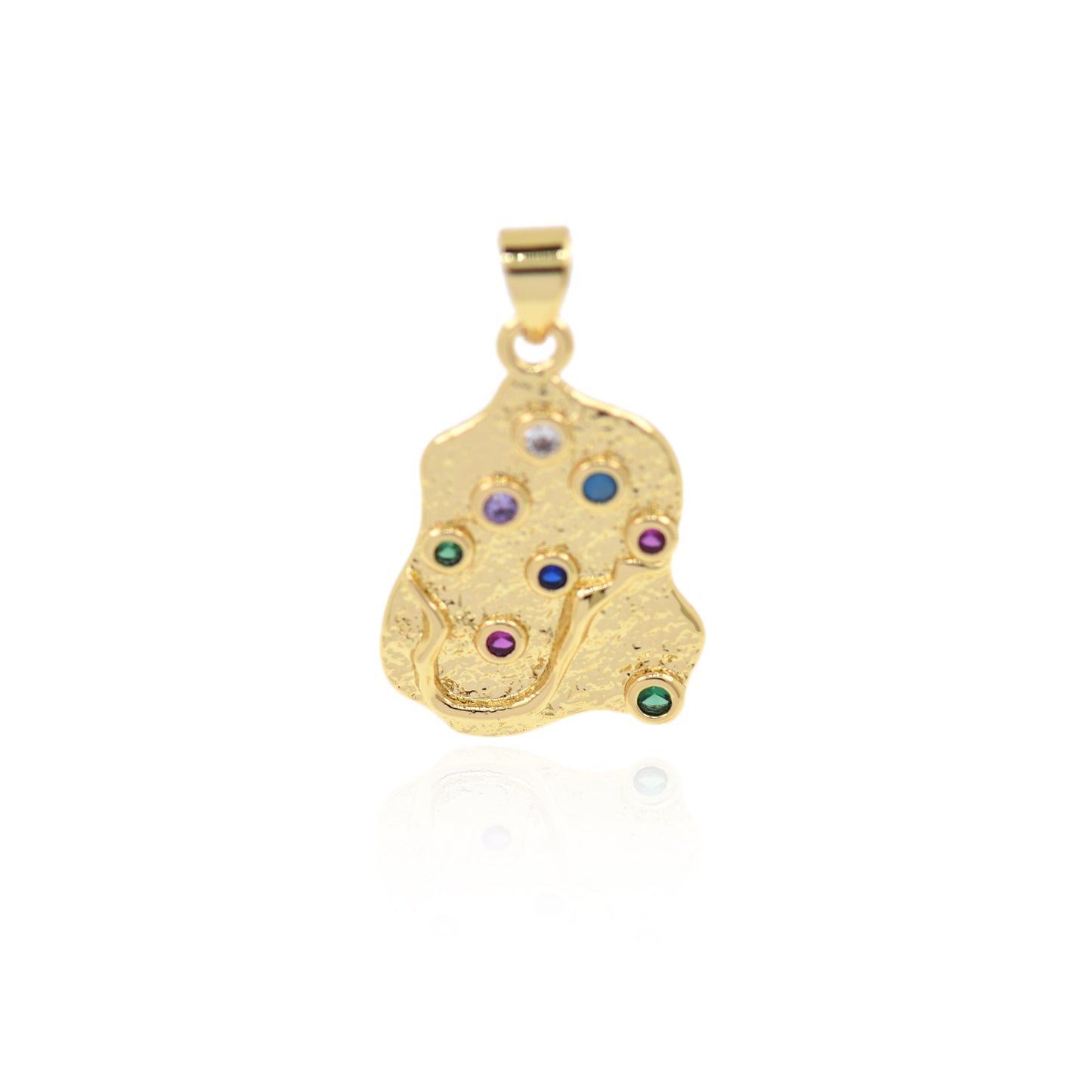 Colorful Zircon Brass Irregular Pendant, Fine Jewelry 24x16mm