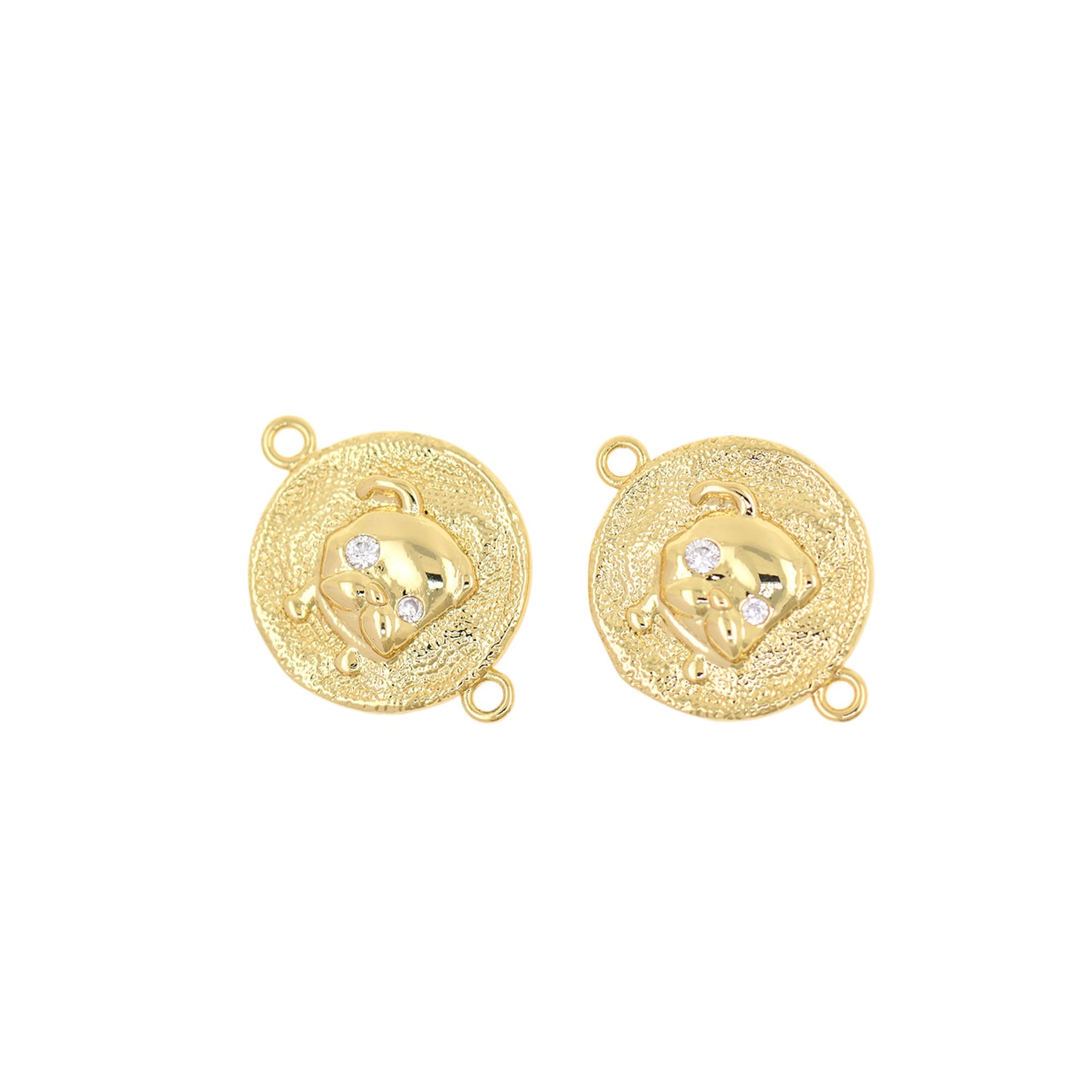 Brass Gold Plated Diamond Dog Connector  16mm