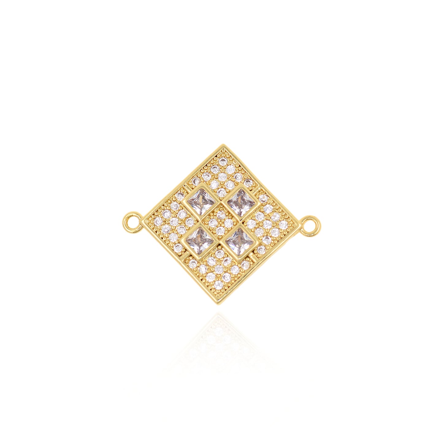 CZ Micro Setting Pavé Necklace Connector 27x22mm