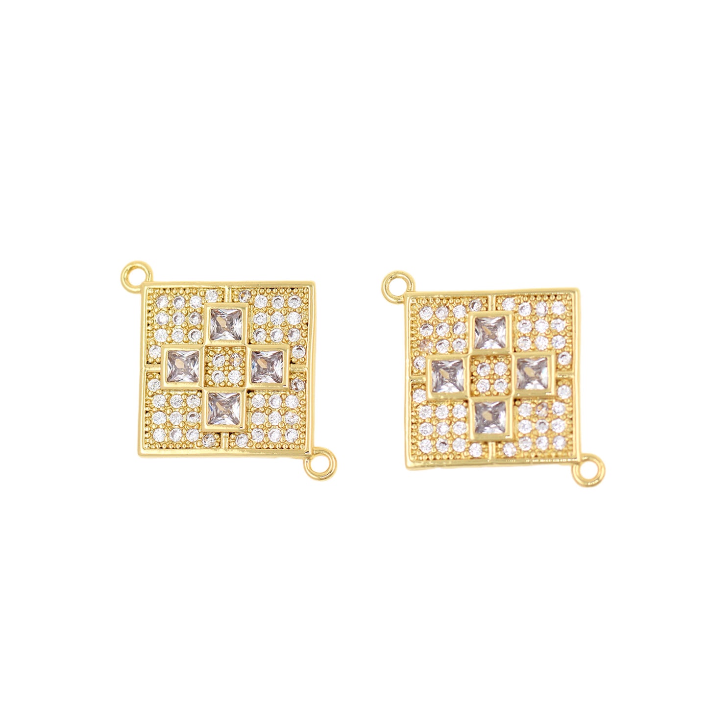 CZ Micro Setting Pavé Necklace Connector 27x22mm