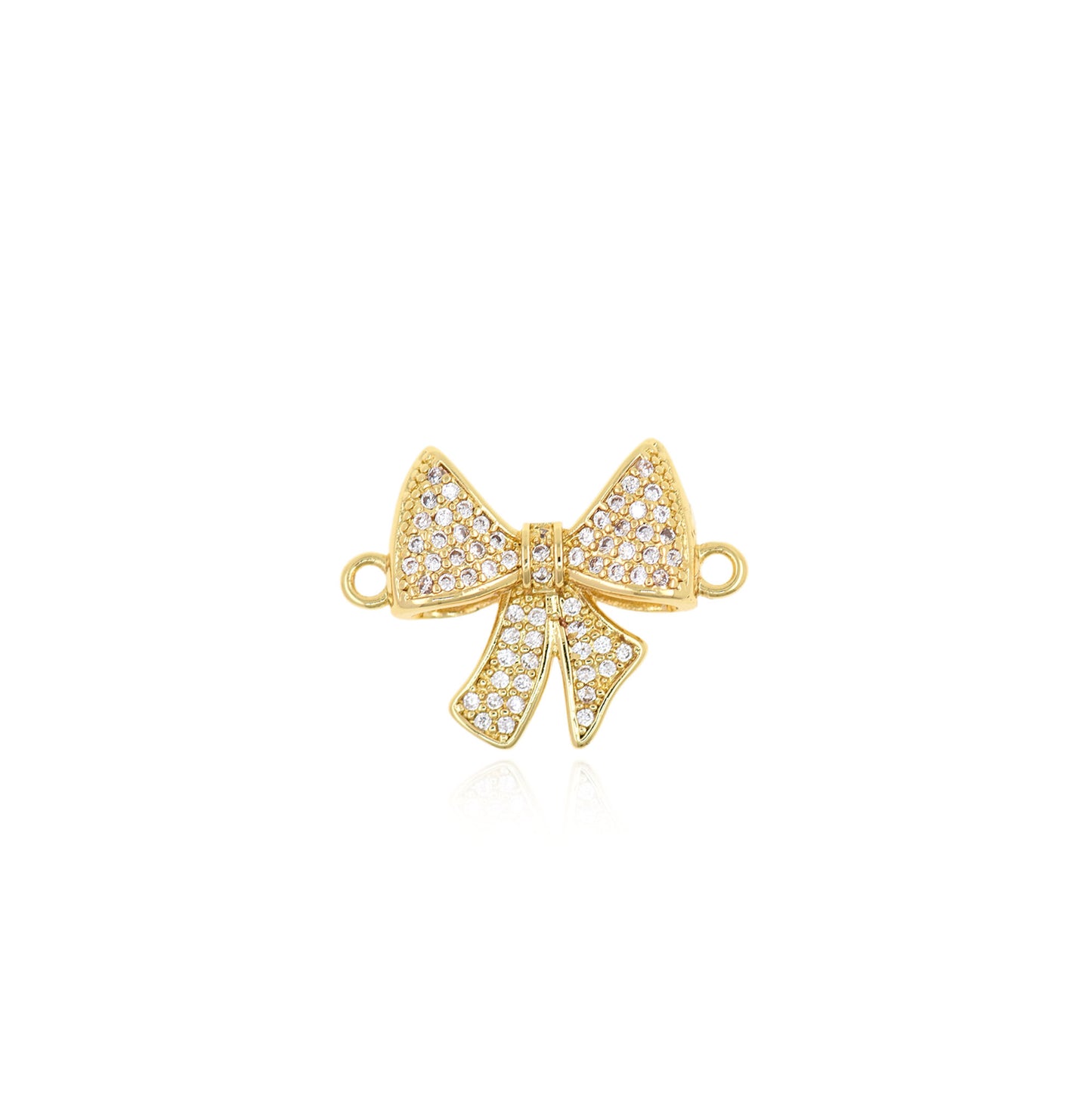 CZ Micro Pave Bow Necklace Connector, Bow Charm 21x16mm