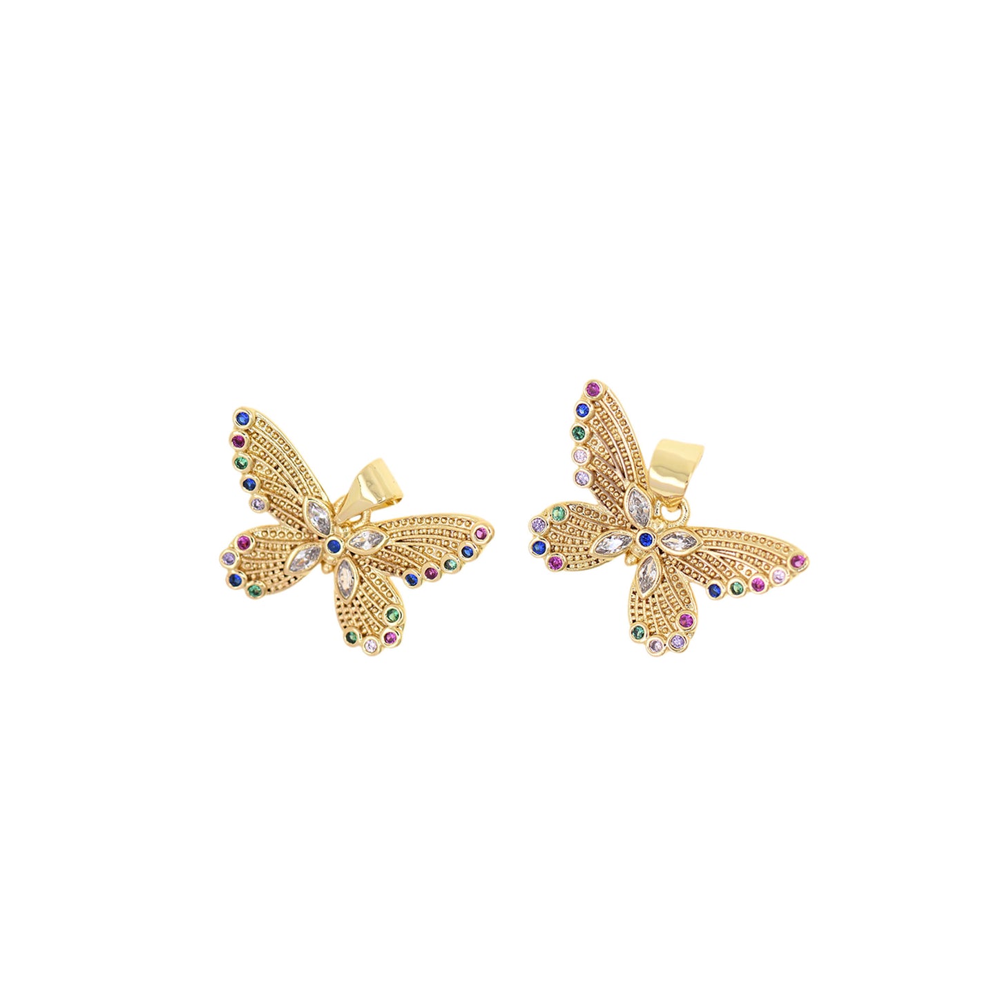Colorful Zircon Butterfly Pendant in 18K Filled Gold 22x14mm