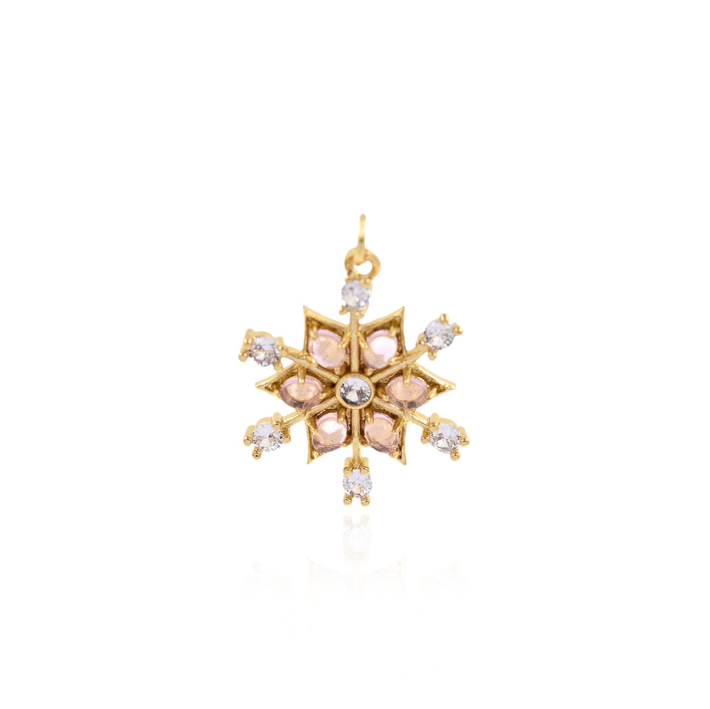 18K Filled Gold Zircon Snowflake Pendant, Snowflake Charm 26x22mm