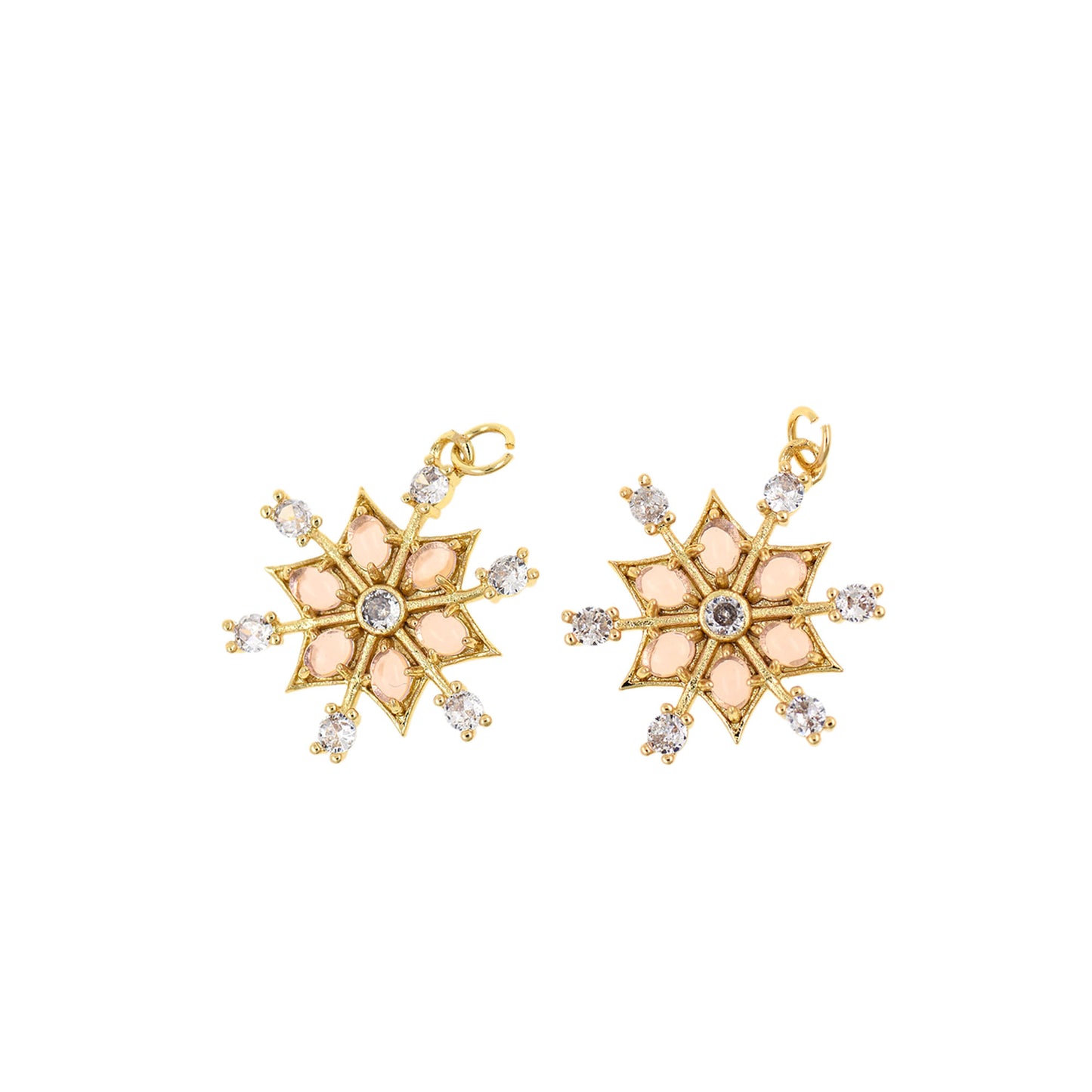 18K Filled Gold Zircon Snowflake Pendant, Snowflake Charm 26x22mm