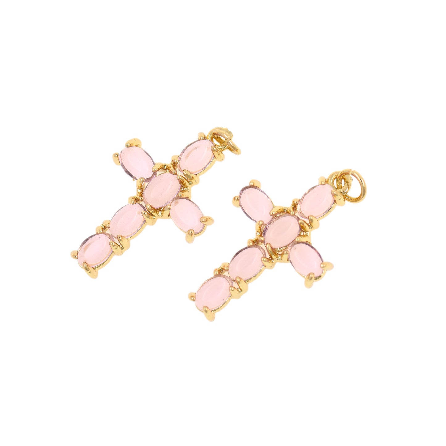 Pink Cross Pendant, Cross Charm, Religious Jewelry 28x17mm