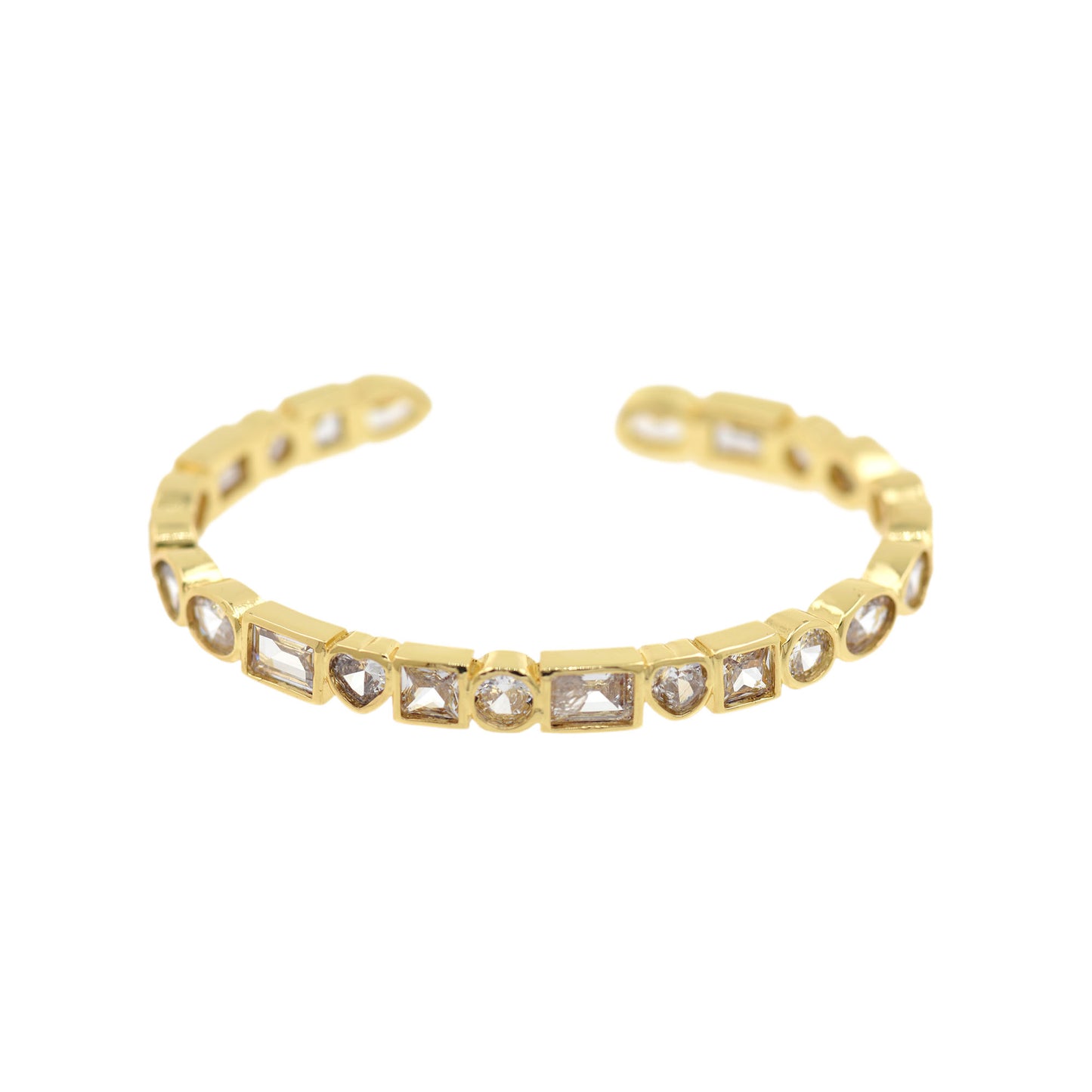 18K Filled Gold Zircon Rectangular Round Heart Bracelet 65x53mm