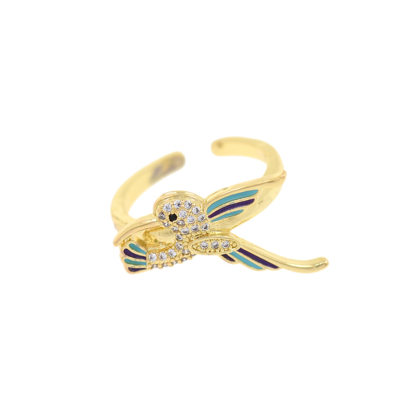 Fashionable Brass Diamond Enamel Bird Ring  21x14mm