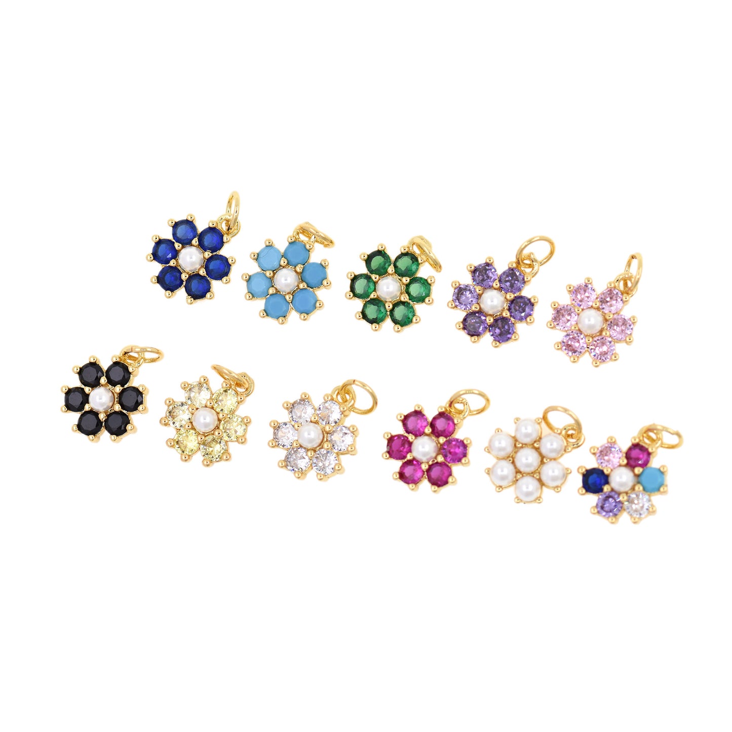 Colorful Zircon Flower Pendant 10.5mm