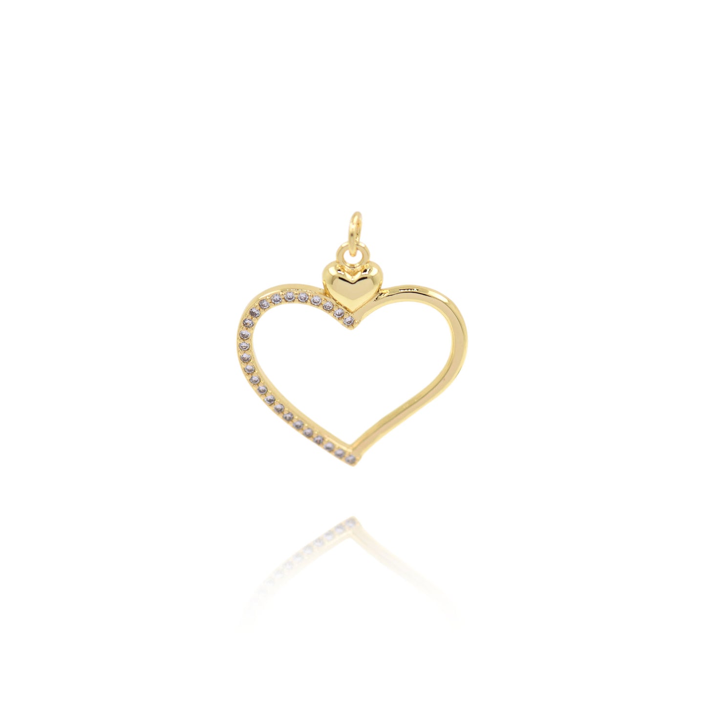 Brass Gold Plated Diamond Heart Pendant 28x25.5mm