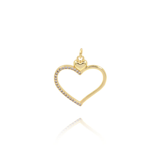 Brass Gold Plated Diamond Heart Pendant 28x25.5mm