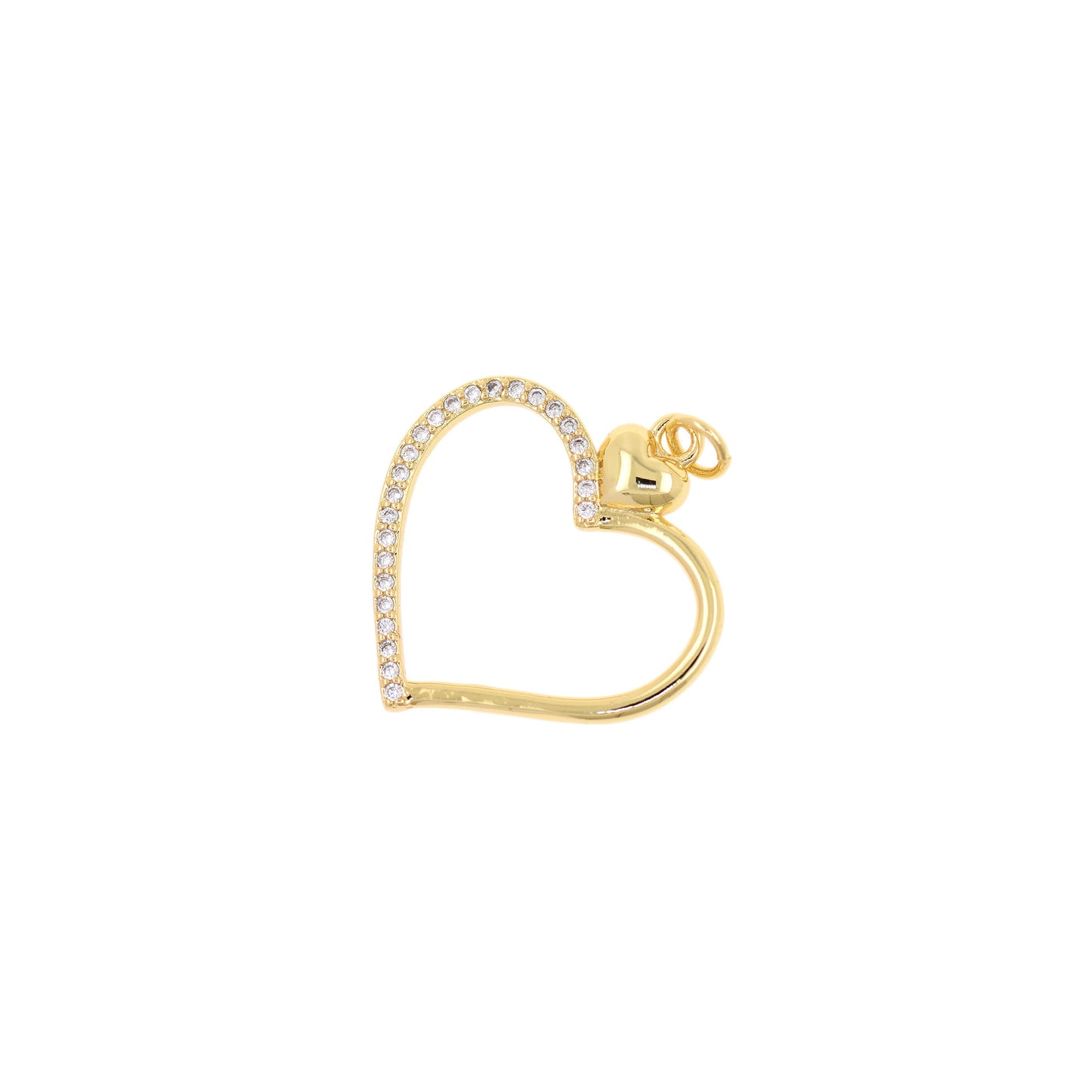 Brass Gold Plated Diamond Heart Pendant 28x25.5mm