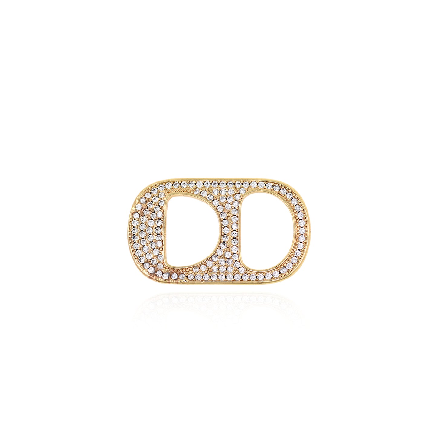 CZ Micro Pave Oval Sun Buckle 30x18mm