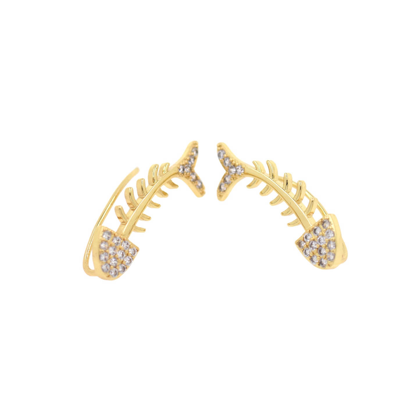 CZ Micro Pave Fishbone Ear Clip 32x11mm