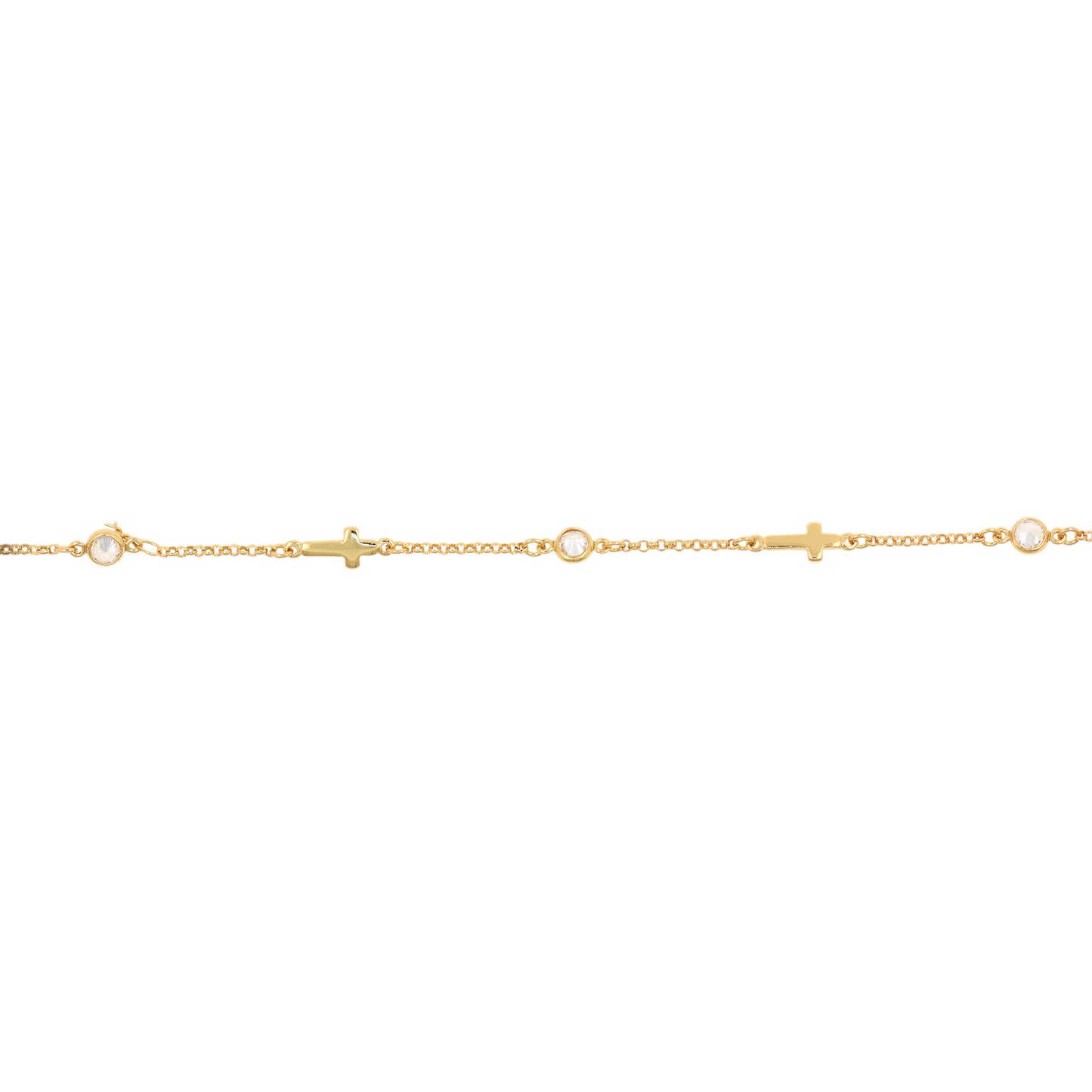 Simple Gold Plated Zircon Cross Chain  5.5x13.5mm