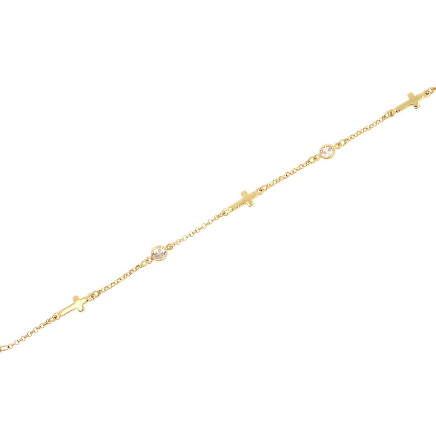 Simple Gold Plated Zircon Cross Chain  5.5x13.5mm