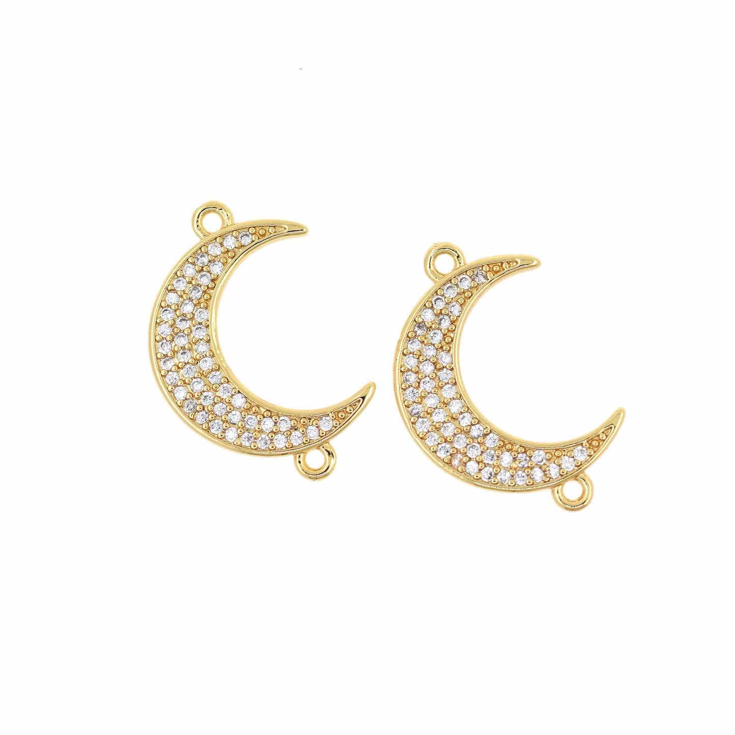 Delicate CZ Micro Pave Moon Connector 24x16mm