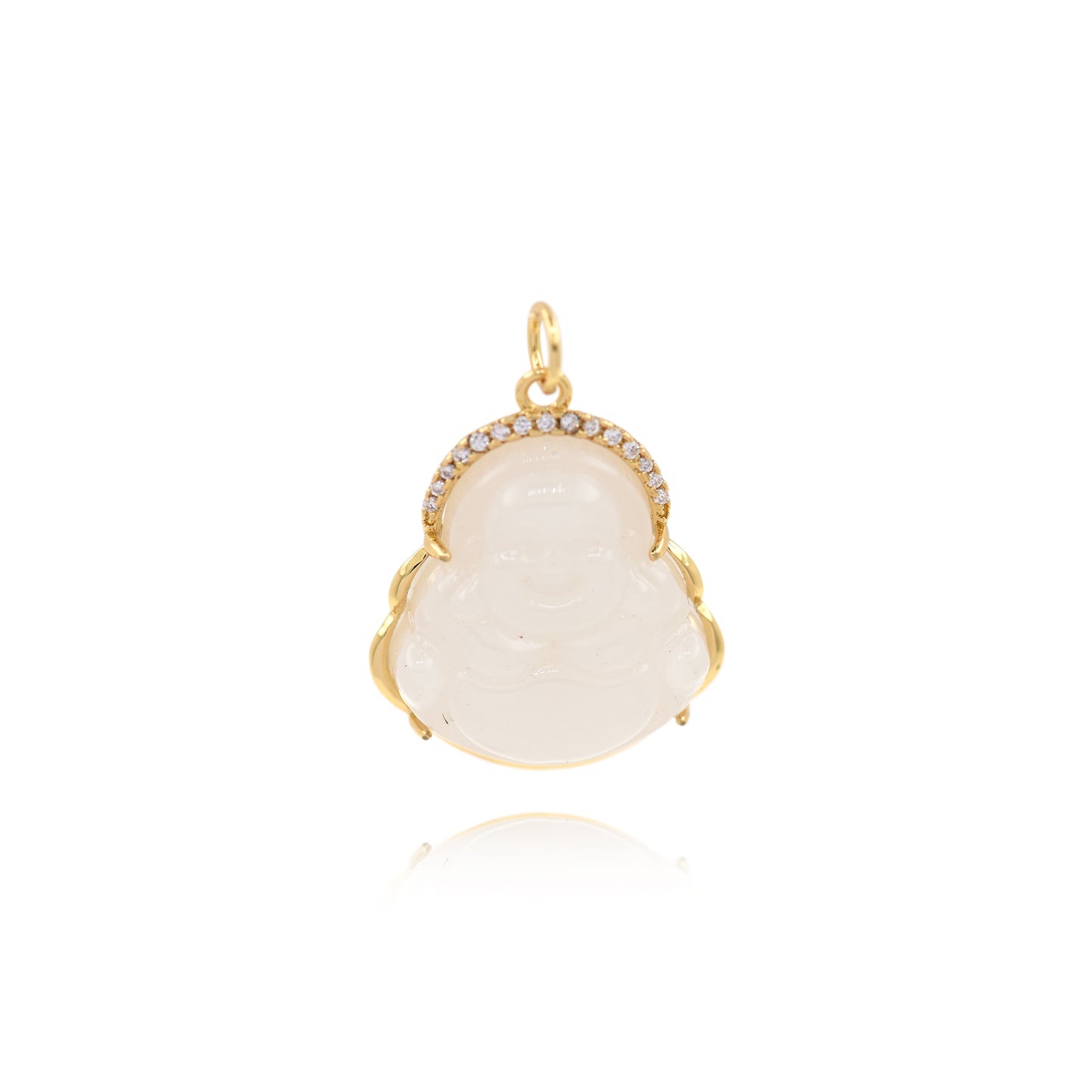 Brass Gold Plated Jade Buddha Pendant 23x19mm