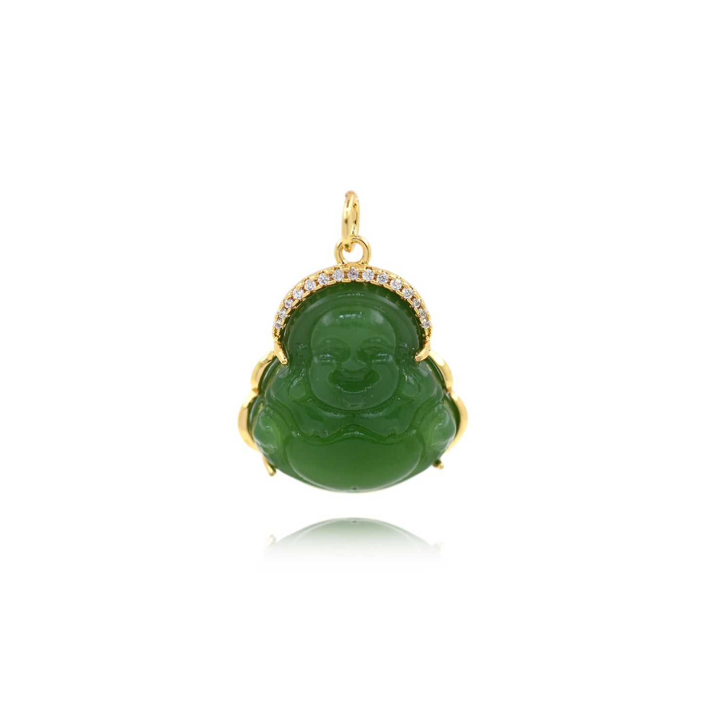 Brass Gold Plated Jade Buddha Pendant 23x19mm