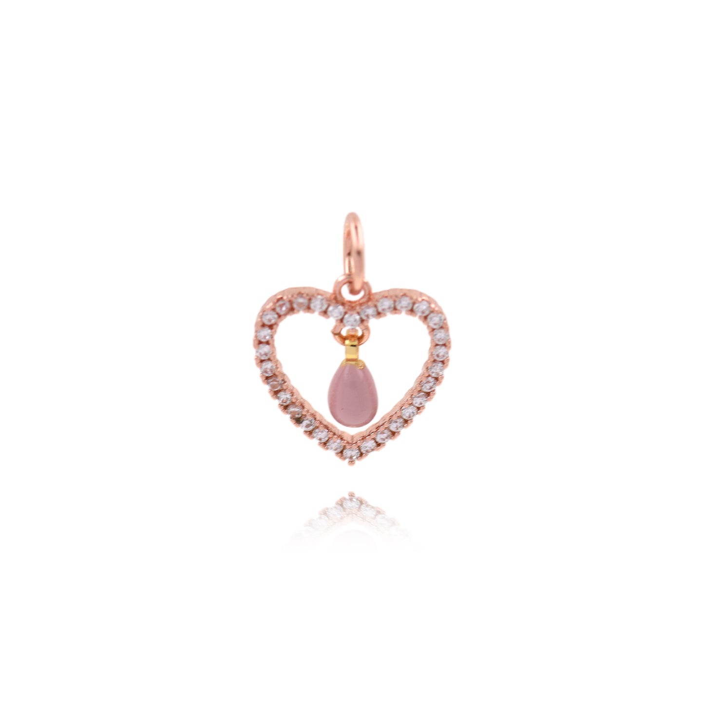 Gold Plated Colorful Zirconia Heart Pendant with Drops 12x12mm