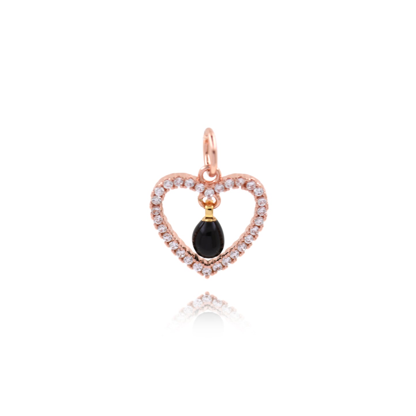 Gold Plated Colorful Zirconia Heart Pendant with Drops 12x12mm