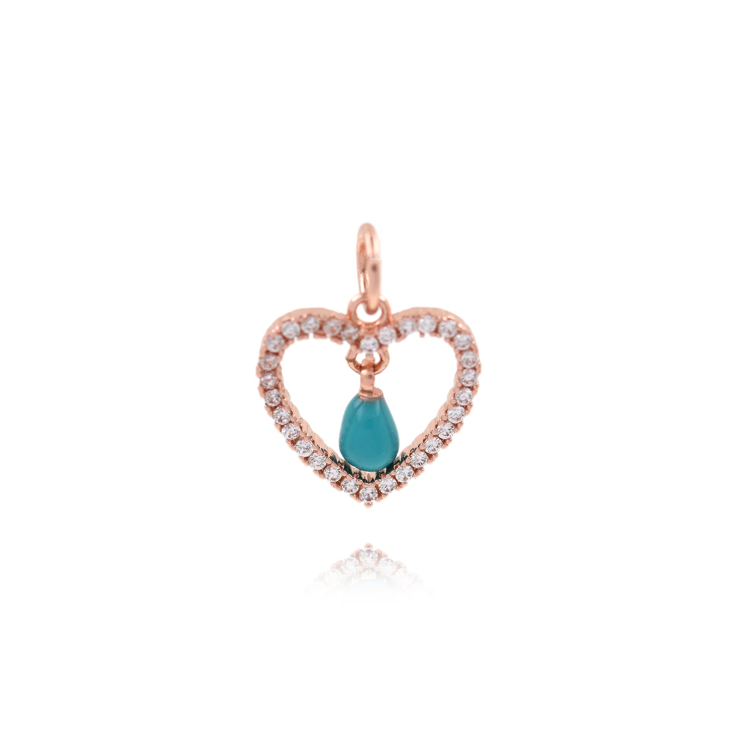 Gold Plated Colorful Zirconia Heart Pendant with Drops 12x12mm