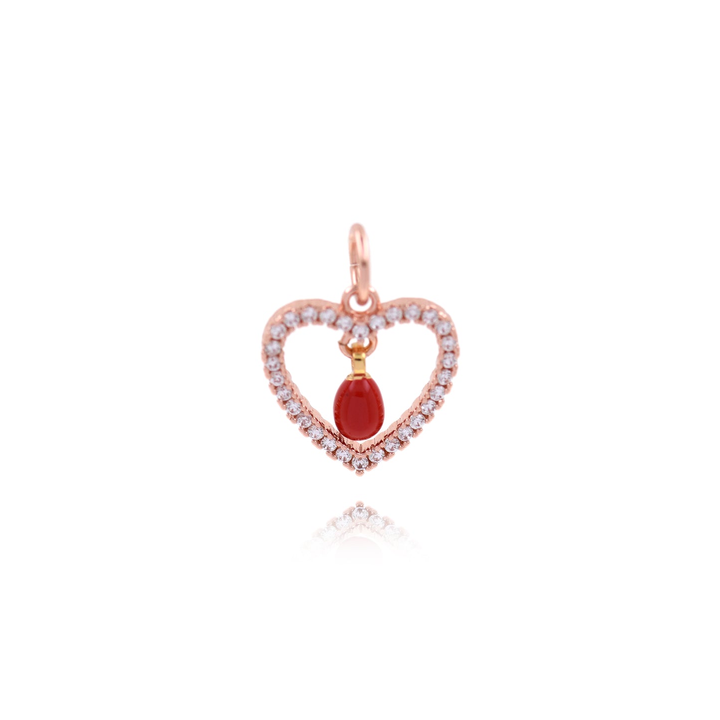 Gold Plated Colorful Zirconia Heart Pendant with Drops 12x12mm