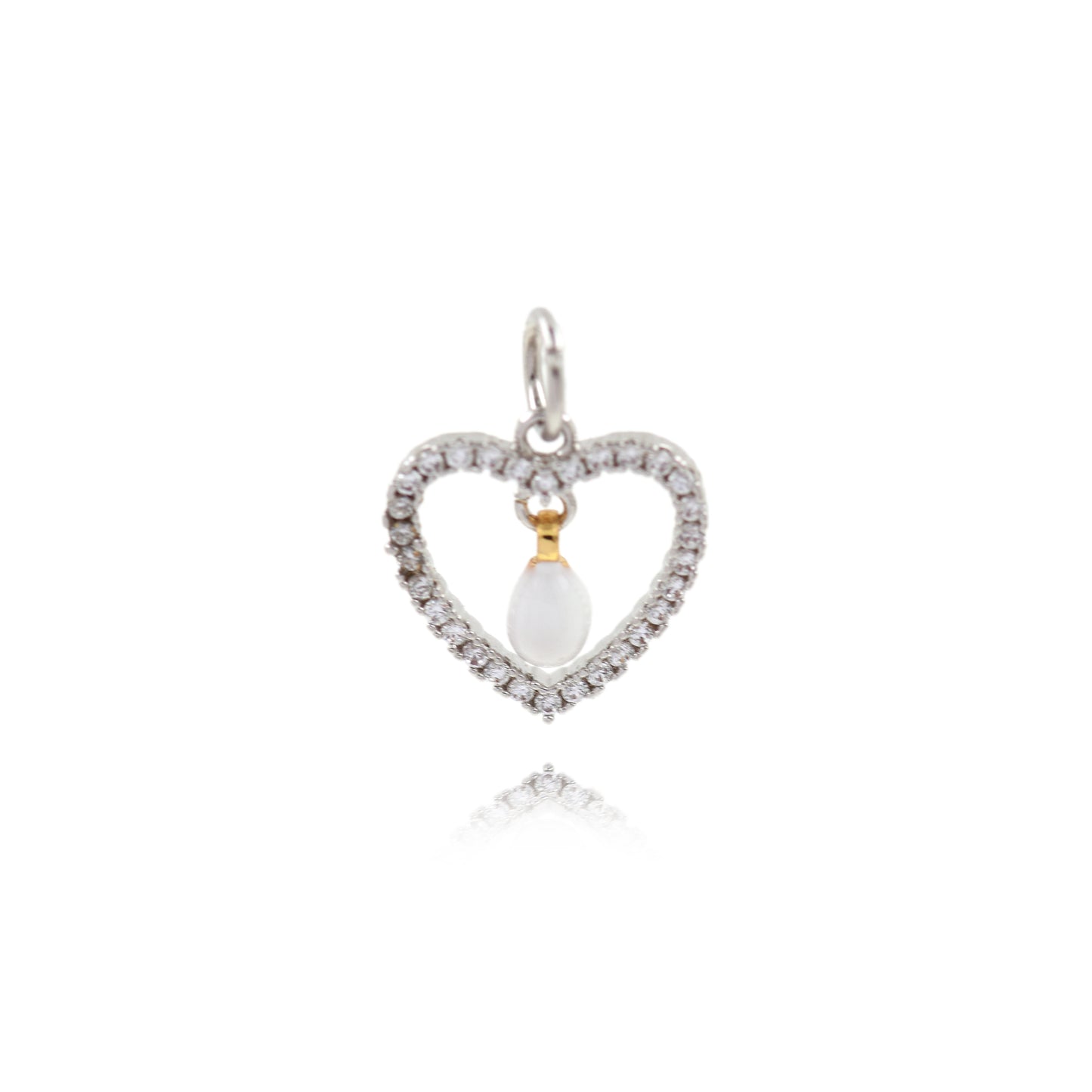 Gold Plated Colorful Zirconia Heart Pendant with Drops 12x12mm