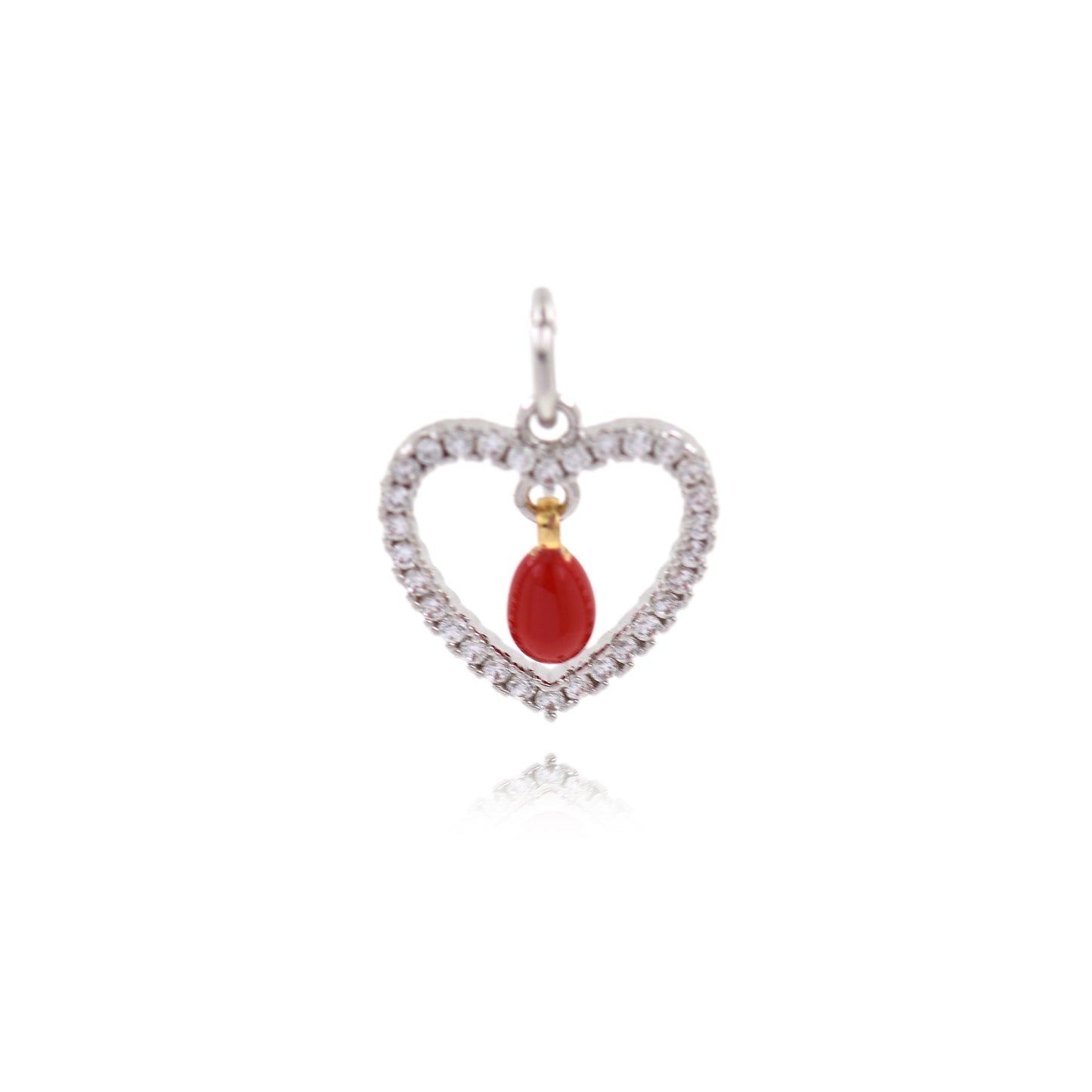 Gold Plated Colorful Zirconia Heart Pendant with Drops 12x12mm