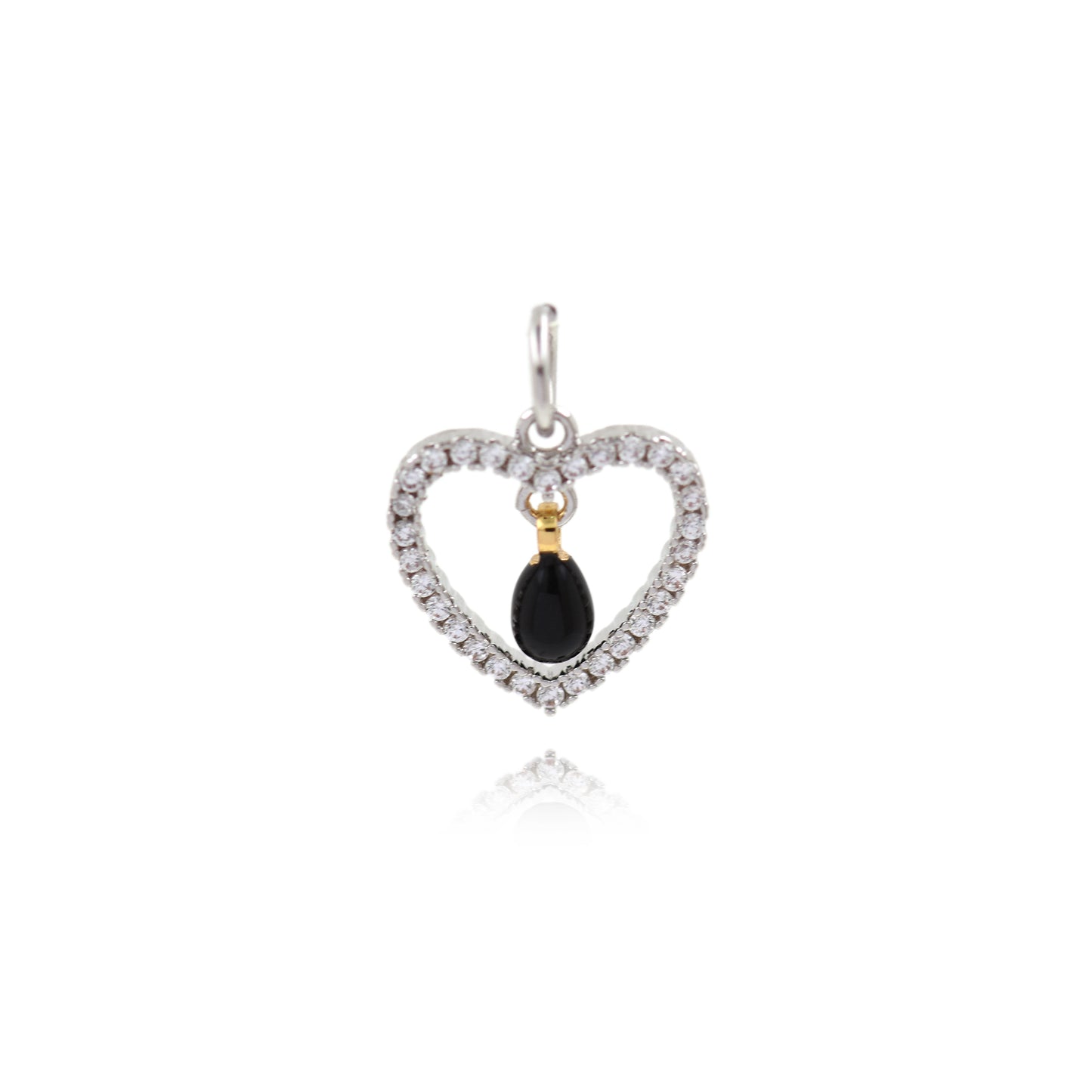 Gold Plated Colorful Zirconia Heart Pendant with Drops 12x12mm