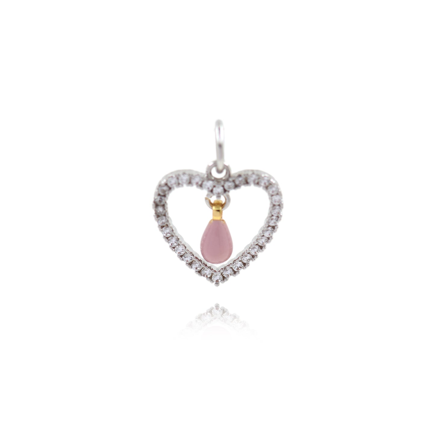 Gold Plated Colorful Zirconia Heart Pendant with Drops 12x12mm