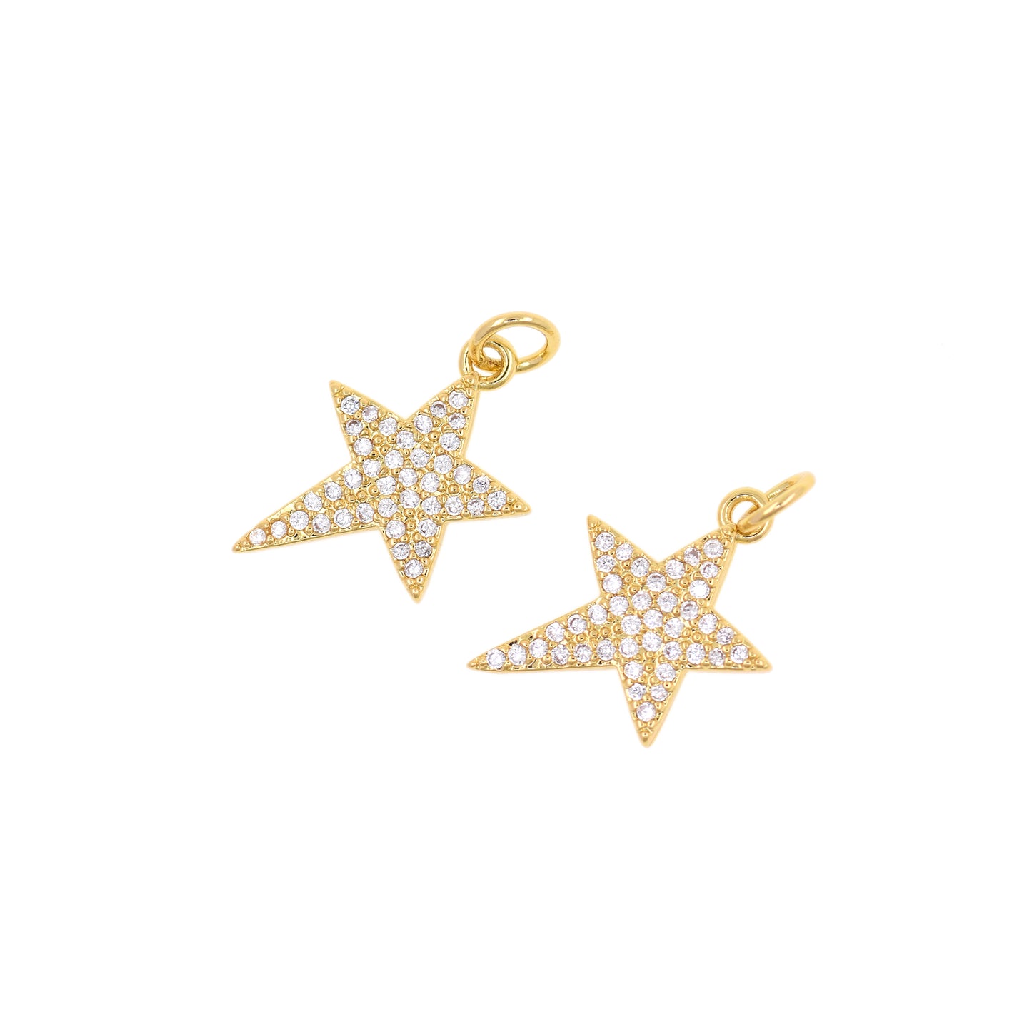 18K Filled Gold Diamond Star Pendant 19x13mm