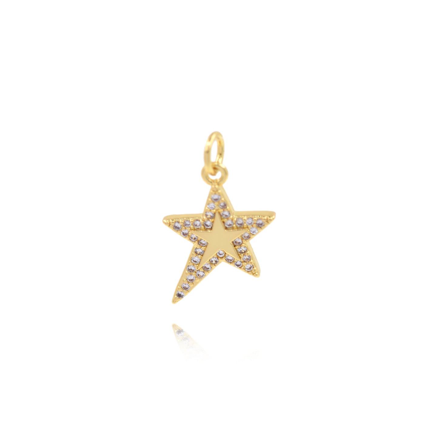 Brass Gold Plated Diamond Star Pendant, Star Charm 19x13mm