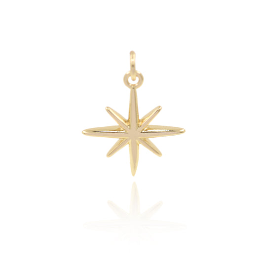 Simple Gold Plated Brass North Star Necklace Pendant 20x17mm