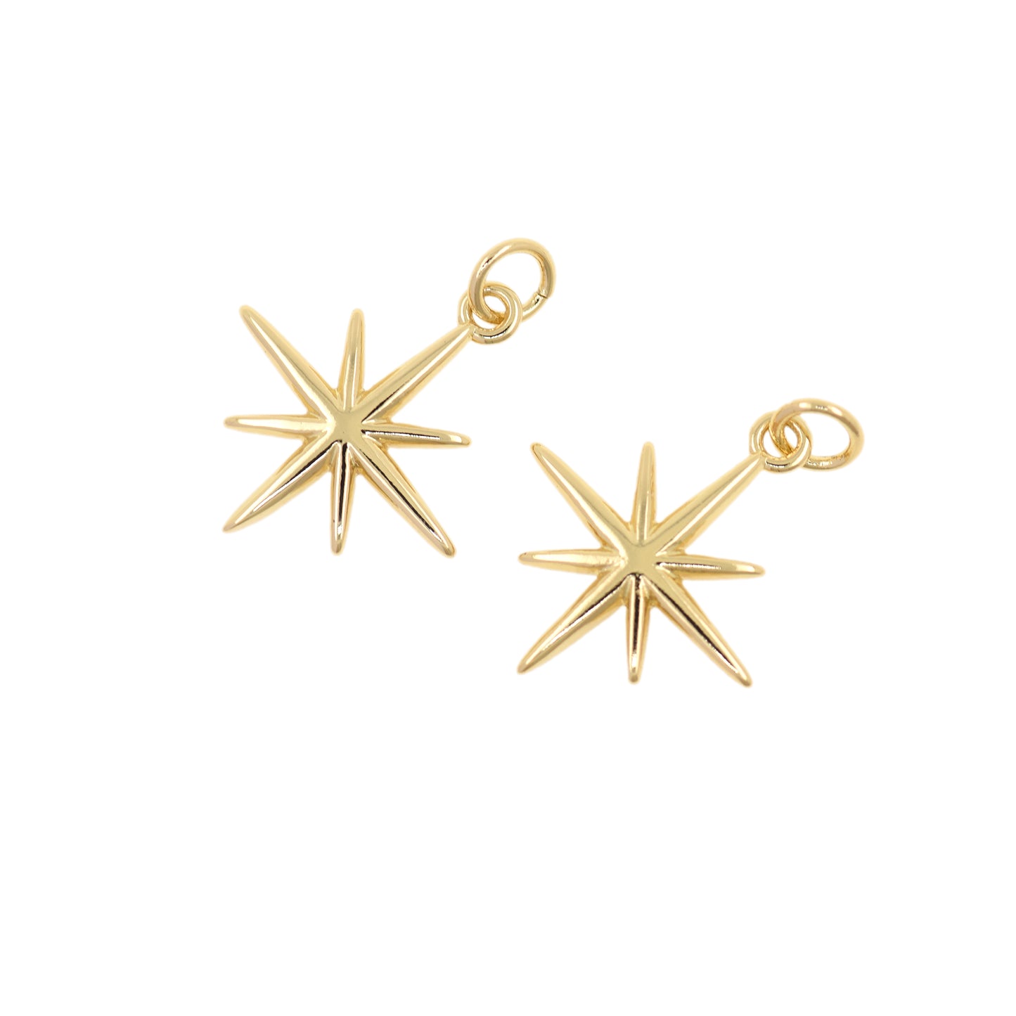 Simple Gold Plated Brass North Star Necklace Pendant 20x17mm