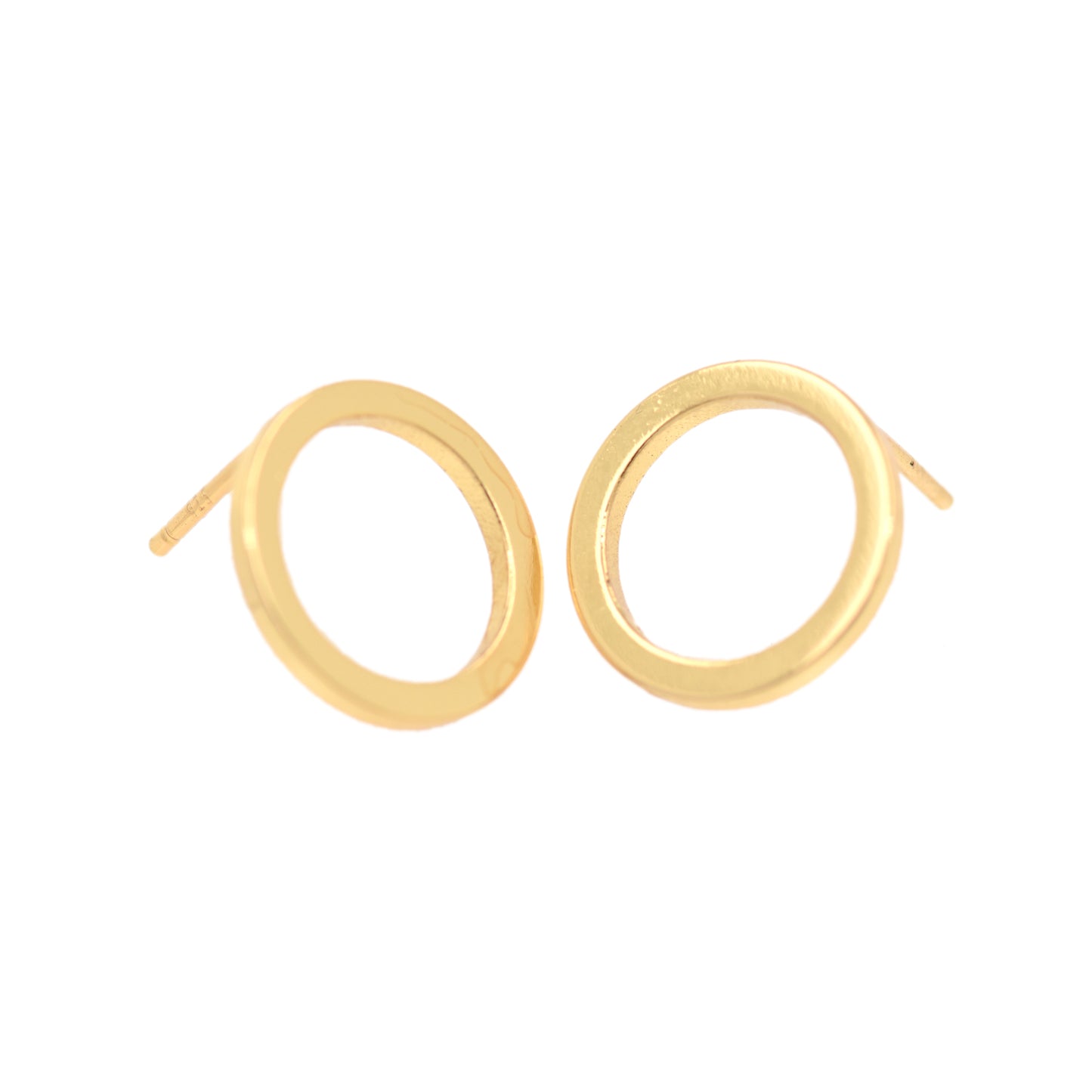 18K Filled Gold Round Stud Earrings 14mm