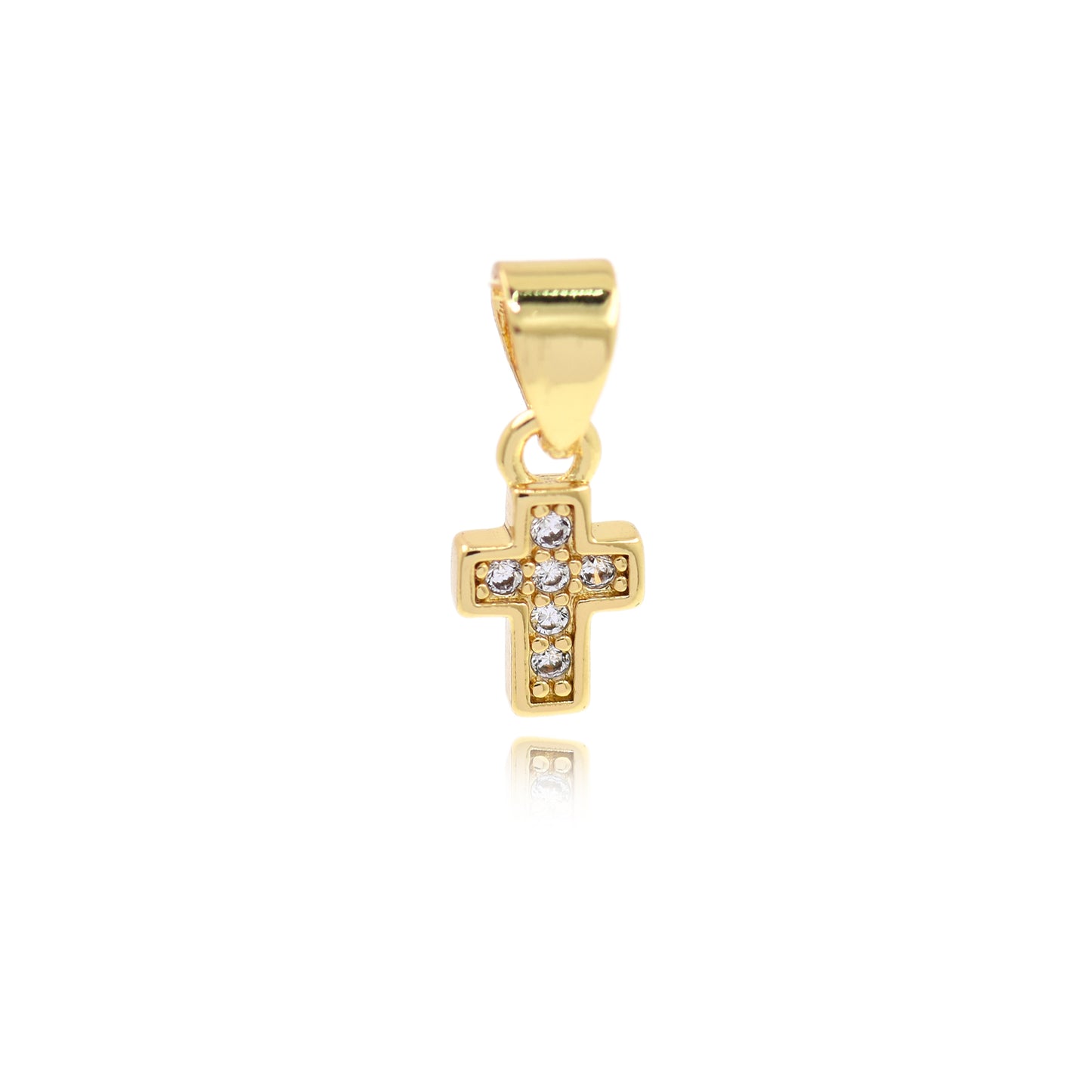 18K Gold Filled Zircon Cross Necklace Pendant 9x5.5mm