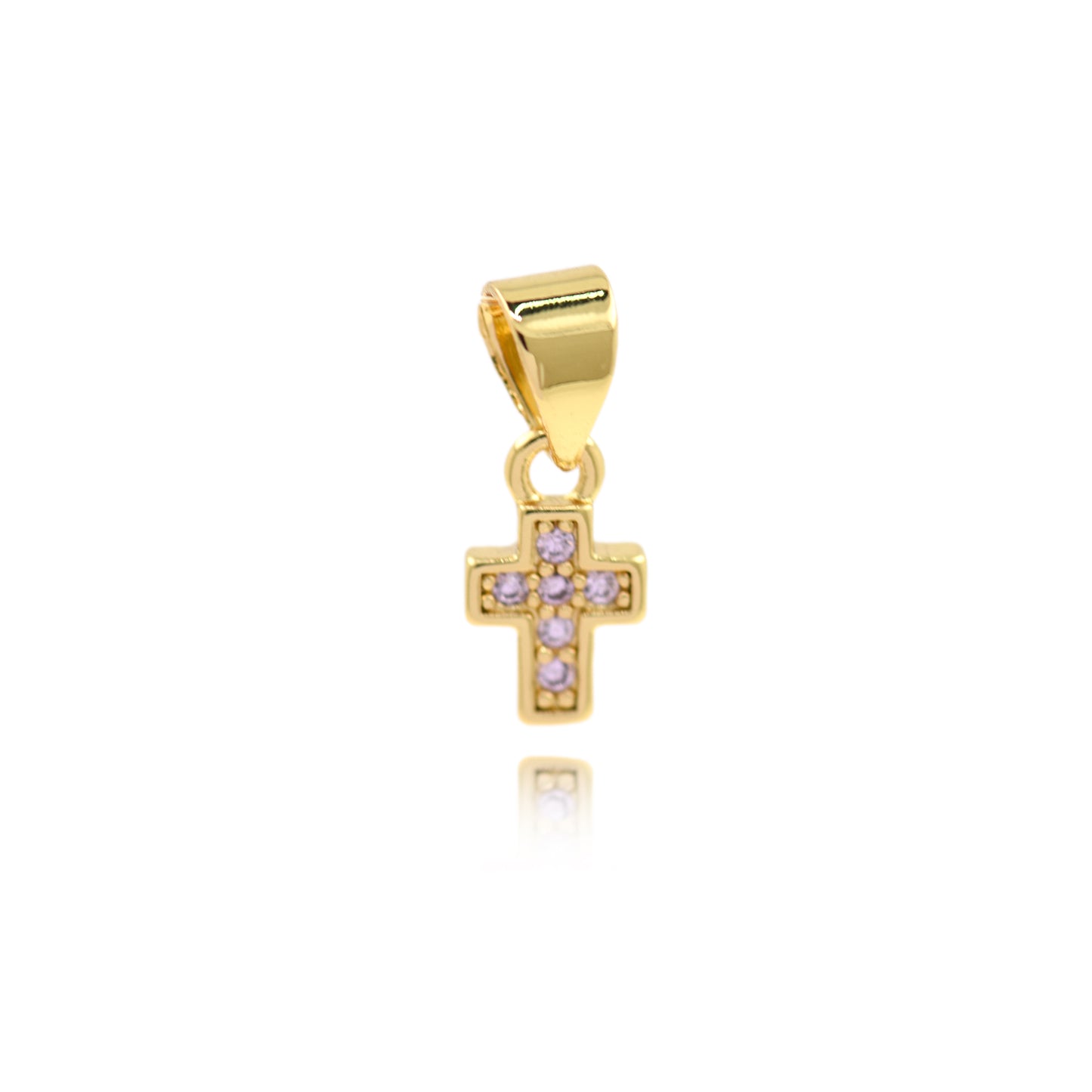 18K Gold Filled Zircon Cross Necklace Pendant 9x5.5mm