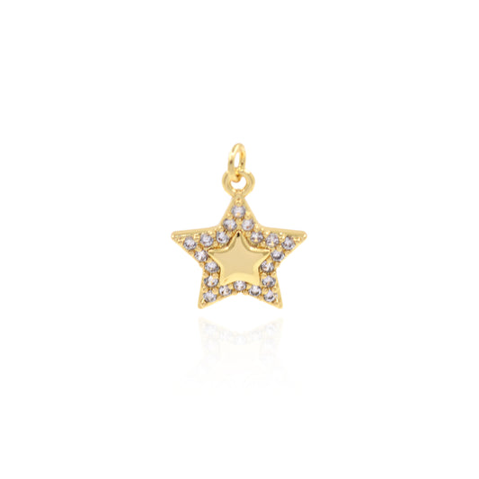 Brass Gold Plated Diamond Star Pendant 16x14mm