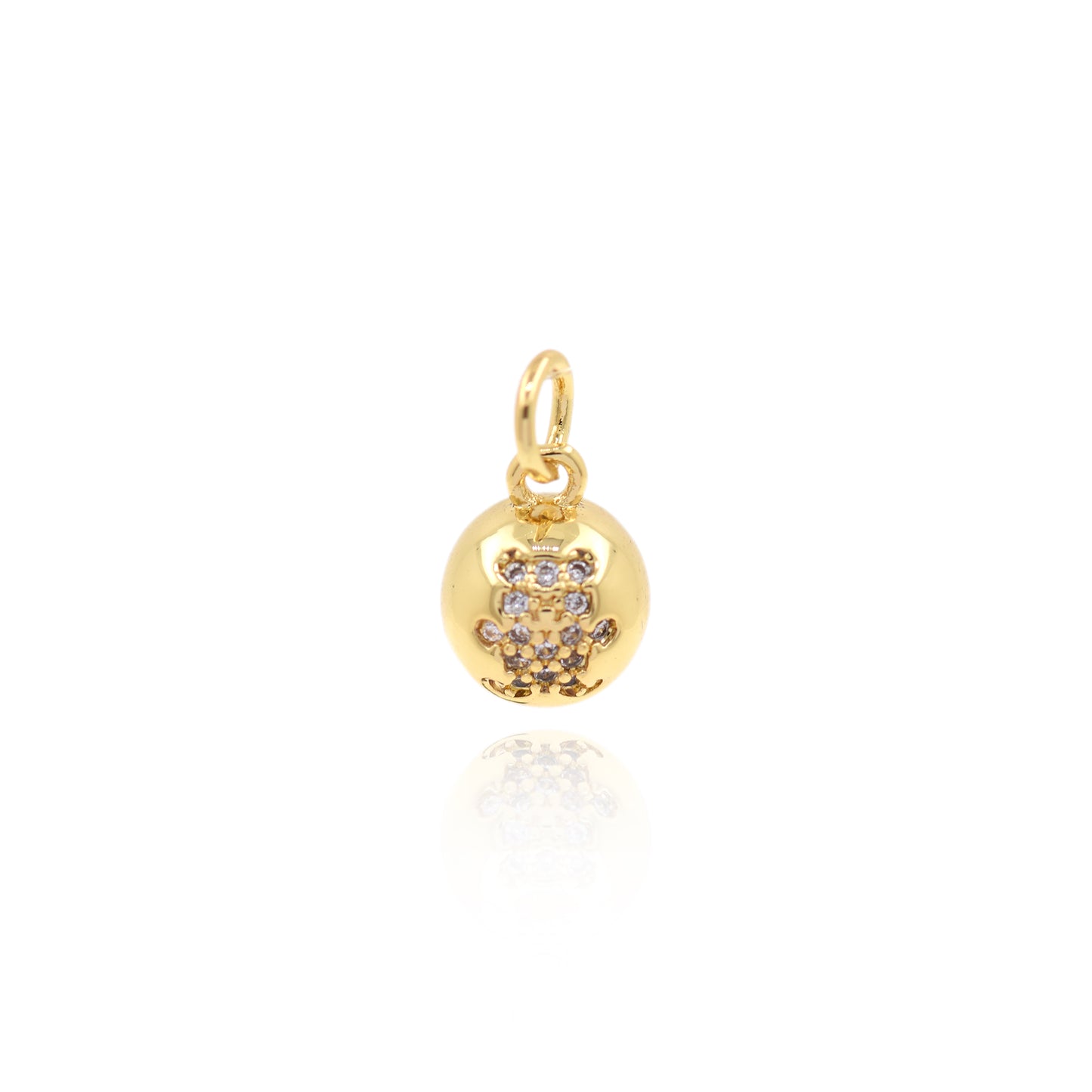 Ball Monkey Pendant, Brass Gold Plated Zircon Accessory 8mm