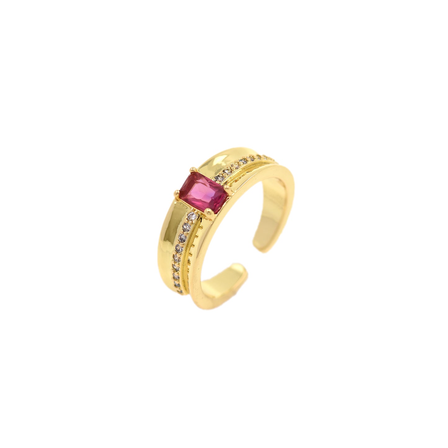 Brass Gold Plated Zircon Ring, Delicate Fashion Ring 23x10mm