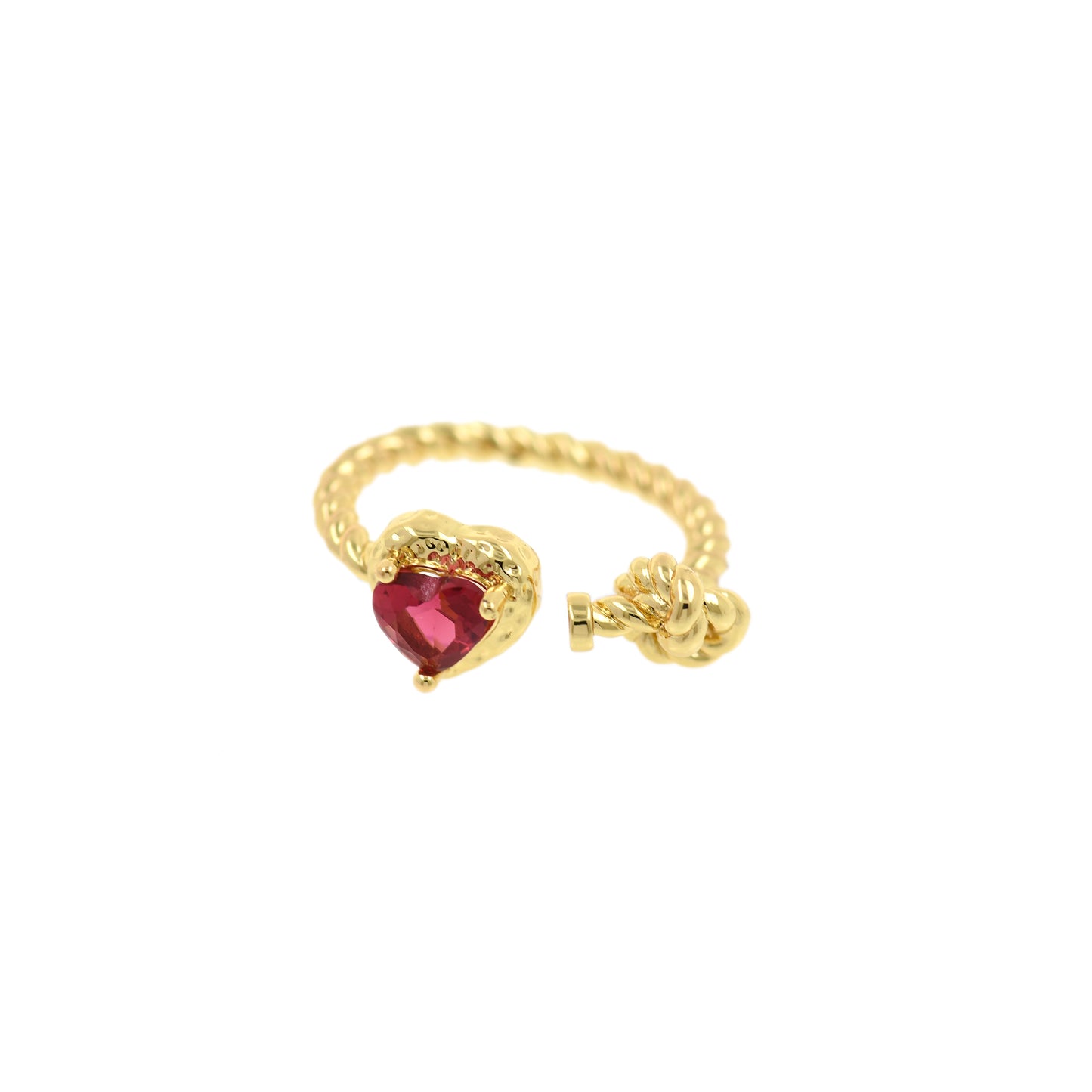 Brass Gold Plated Heart Zircon Ring 24x8.5mm