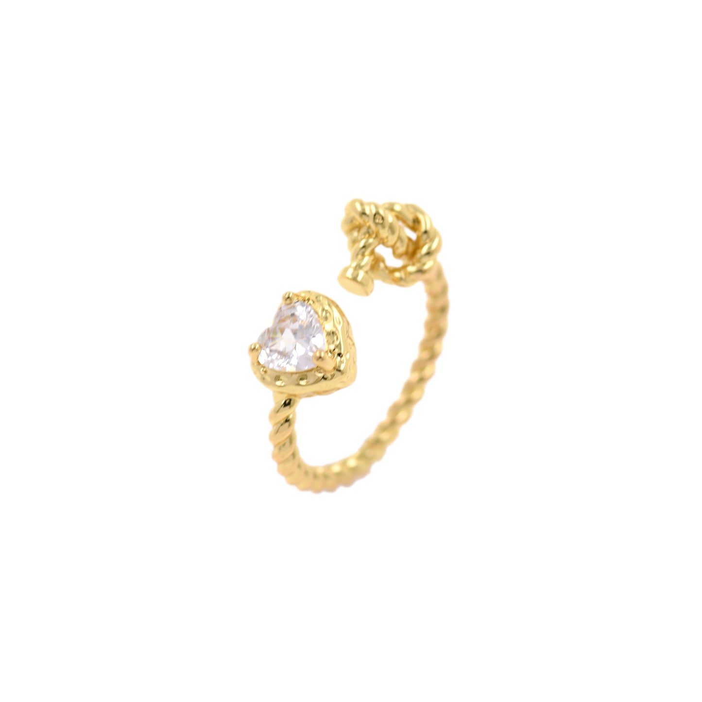 Brass Gold Plated Heart Zircon Ring 24x8.5mm