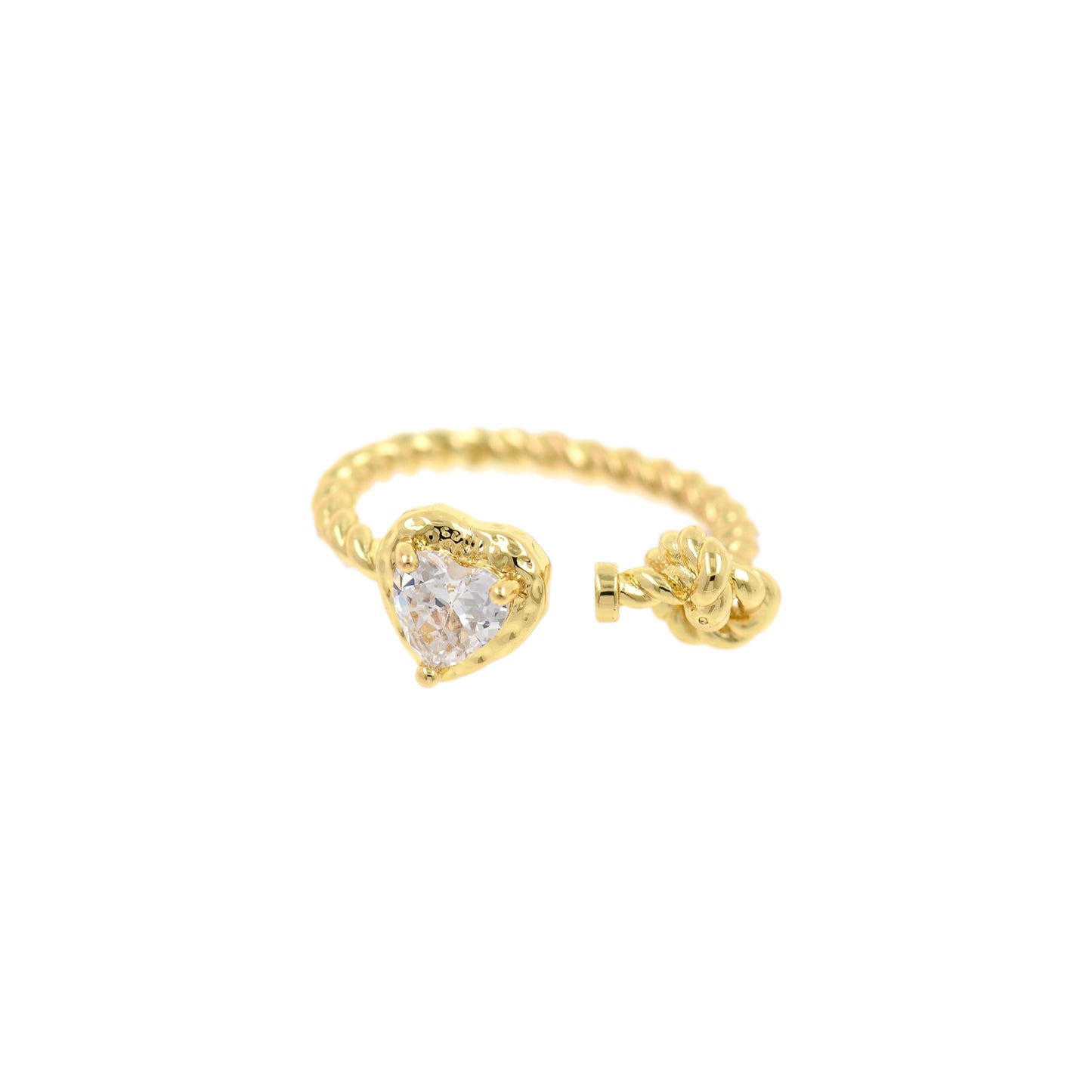 Brass Gold Plated Heart Zircon Ring 24x8.5mm