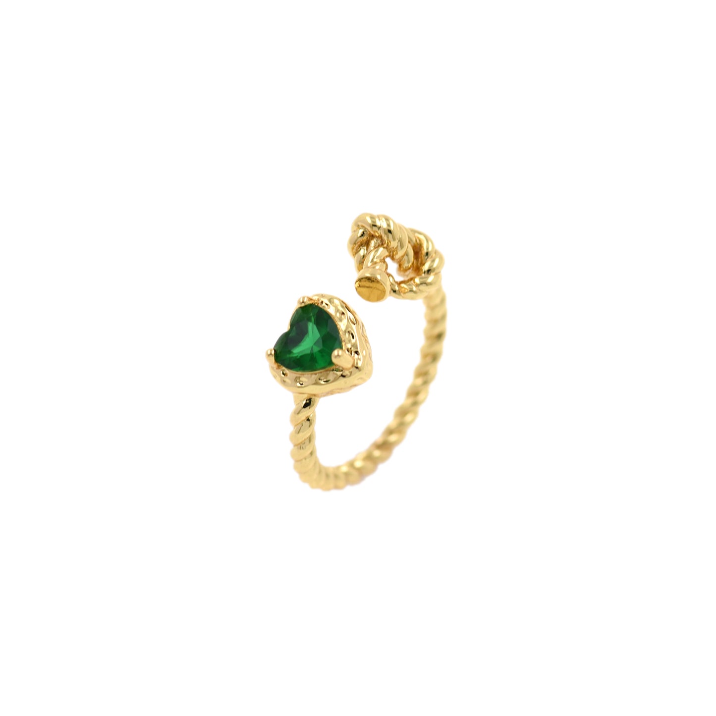 Brass Gold Plated Heart Zircon Ring 24x8.5mm