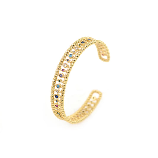 18K Gold Filled Zircon Bracelet, Adjustable Bracelet  63x11mm